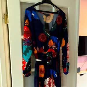 Eloquii Printed Kimono Maxi Dress sz 20 Navy